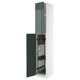 METOD Élément haut + rangements prod entr, blanc/Kallarp gris-vert foncé brillant, 40x60x240 cm
