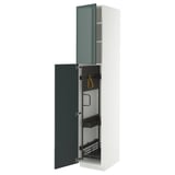 METOD Élément haut + rangements prod entr, blanc/Kallarp gris-vert foncé brillant, 40x60x220 cm