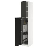 METOD Élément haut + rangements prod entr, blanc/Upplöv anthracite mat, 40x60x220 cm