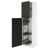 METOD Élément haut + rangements prod entr, blanc/Upplöv anthracite mat, 60x60x220 cm
