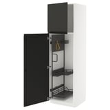 METOD Élément haut + rangements prod entr, blanc/Upplöv anthracite mat, 60x60x200 cm