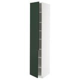 METOD Élément haut tablettes/2portes, blanc/Havstorp vert profond, 40x60x220 cm