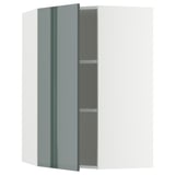 METOD Élément mural angle + tablettes, blanc/Kallarp gris-vert foncé brillant, 68x100 cm