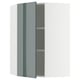 METOD Élément mural angle + tablettes, blanc/Kallarp gris-vert foncé brillant, 68x100 cm