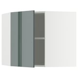METOD Élément mural angle + tablettes, blanc/Kallarp gris-vert foncé brillant, 68x60 cm