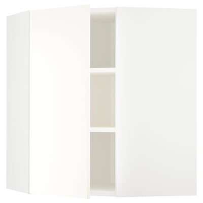 METOD Élément mural angle + tablettes, blanc/Vallstena blanc, 68x80 cm