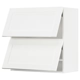 METOD Élément mural horizontal+2 portes, blanc Enköping/blanc effet bois, 80x80 cm