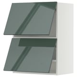 METOD Élément mural horizontal+2 portes, blanc/Kallarp gris-vert foncé brillant, 60x80 cm