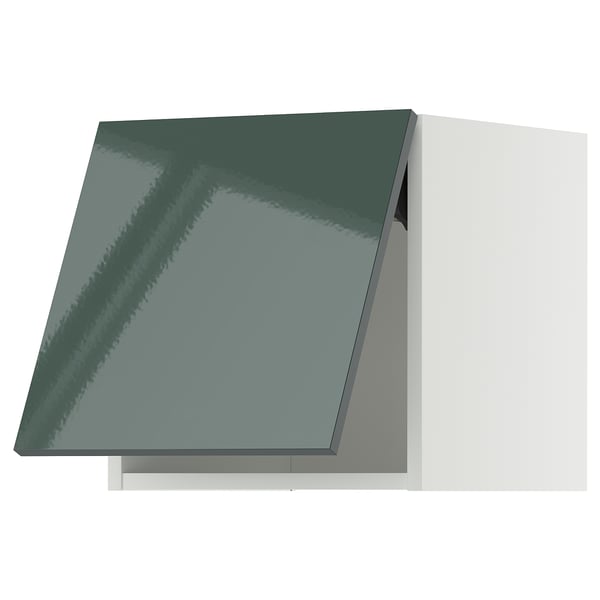 METOD Élément mural horizontal, blanc/Kallarp gris-vert foncé brillant, 40x40 cm