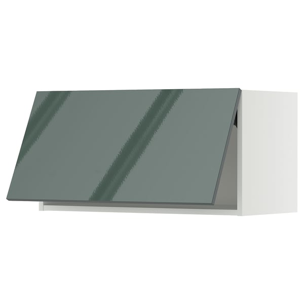 METOD Élément mural horizontal, blanc/Kallarp gris-vert foncé brillant, 80x40 cm