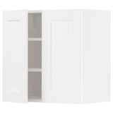 METOD Élément mural tablettes/2portes, blanc Enköping/blanc effet bois, 60x60 cm