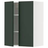 METOD Élément mural tablettes/2portes, blanc/Havstorp vert profond, 60x80 cm