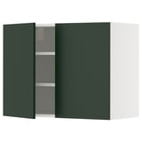 METOD Élément mural tablettes/2portes, blanc/Havstorp vert profond, 80x60 cm