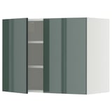 METOD Élément mural tablettes/2portes, blanc/Kallarp gris-vert foncé brillant, 80x60 cm