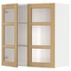 METOD Élément mural+tablettes/2ptes vitr, blanc/Forsbacka chêne, 80x80 cm
