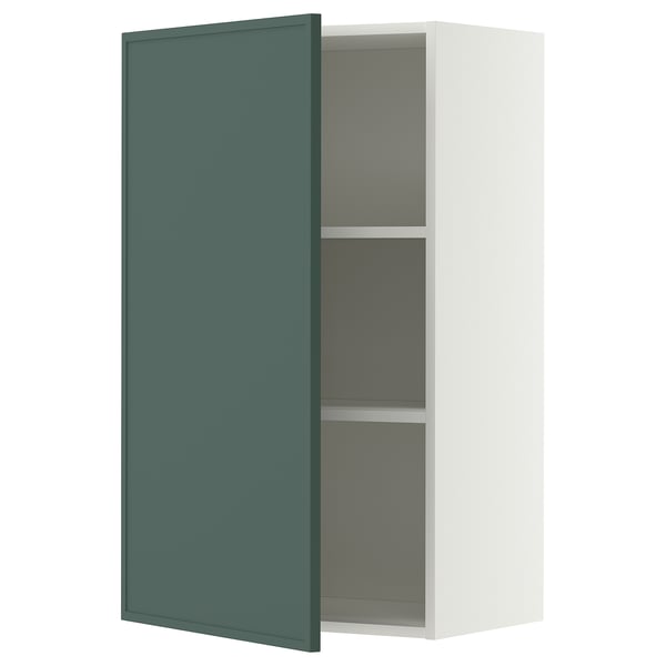 METOD Élément mural + tablettes, blanc/Aspudden gris-vert foncé, 60x100 cm