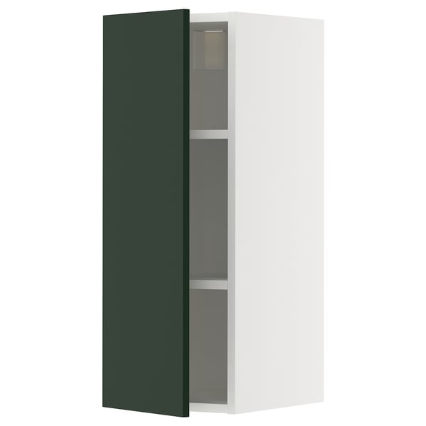METOD Élément mural + tablettes, blanc/Havstorp vert profond, 30x80 cm