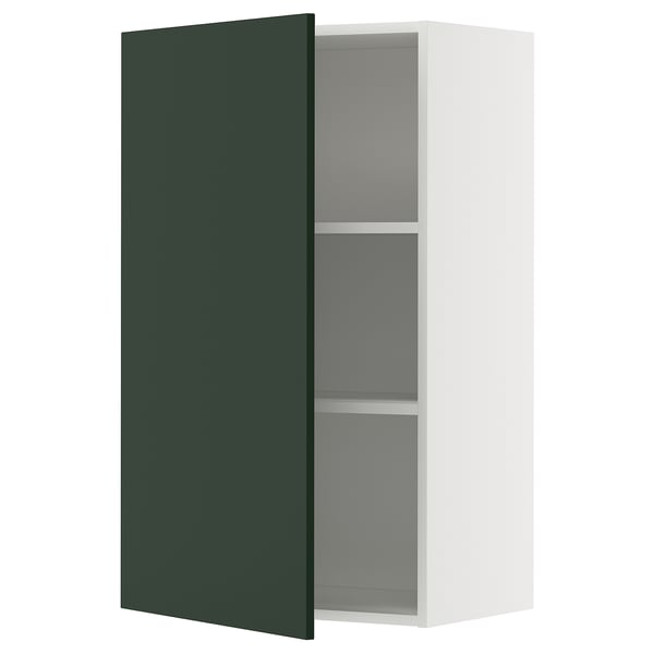 METOD Élément mural + tablettes, blanc/Havstorp vert profond, 60x100 cm