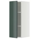 METOD Élément mural + tablettes, blanc/Kallarp gris-vert foncé brillant, 30x80 cm