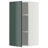 METOD Élément mural + tablettes, blanc/Kallarp gris-vert foncé brillant, 40x80 cm