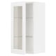 METOD Élément mural+tablettes/pte vitrée, blanc Enköping/blanc effet bois, 40x80 cm