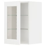 METOD Élément mural+tablettes/pte vitrée, blanc Enköping/blanc effet bois, 40x60 cm