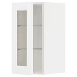 METOD Élément mural+tablettes/pte vitrée, blanc Enköping/blanc effet bois, 30x60 cm