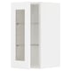 METOD Élément mural+tablettes/pte vitrée, blanc Enköping/blanc effet bois, 30x60 cm
