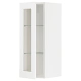 METOD Élément mural+tablettes/pte vitrée, blanc Enköping/blanc effet bois, 30x80 cm