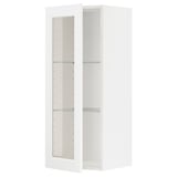 METOD Élément mural+tablettes/pte vitrée, blanc Enköping/blanc effet bois, 40x100 cm