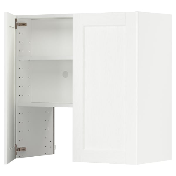 METOD Élt mur pr hotte av tabl/pte, blanc Enköping/blanc effet bois, 80x80 cm