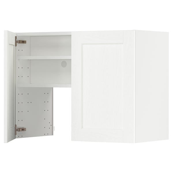 METOD Élt mur pr hotte av tabl/pte, blanc Enköping/blanc effet bois, 80x60 cm