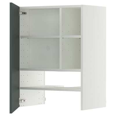 METOD Élt mur pr hotte av tabl/pte, blanc/Kallarp gris-vert foncé brillant, 60x80 cm