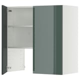 METOD Élt mur pr hotte av tabl/pte, blanc/Kallarp gris-vert foncé brillant, 80x80 cm
