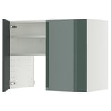 METOD Élt mur pr hotte av tabl/pte, blanc/Kallarp gris-vert foncé brillant, 80x60 cm