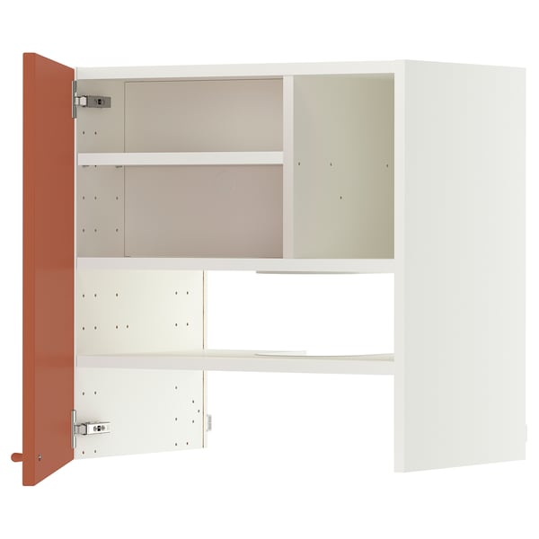 METOD Élt mur pr hotte av tabl/pte, blanc/Terrsjö motif ondulé rouge-brun, 60x60 cm