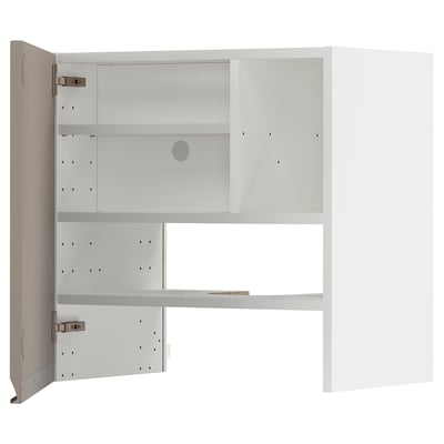 METOD Élt mur pr hotte av tabl/pte, blanc/Upplöv beige foncé mat, 60x60 cm