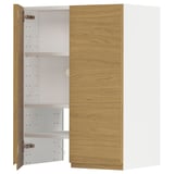METOD Élt mur pr hotte av tabl/pte, blanc/Voxtorp motif chêne, 60x80 cm