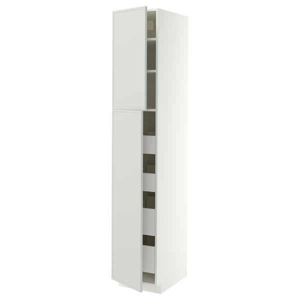 METOD / MAXIMERA Armoire 2 portes/4 tiroirs, blanc/Aspudden gris clair, 40x60x220 cm