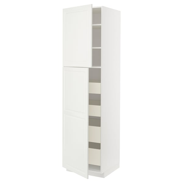 METOD / MAXIMERA Armoire 2 portes/4 tiroirs, blanc/Bodbyn blanc cassé, 60x60x220 cm