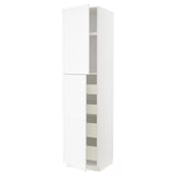 METOD / MAXIMERA Armoire 2 portes/4 tiroirs, blanc Enköping/blanc effet bois, 60x60x240 cm