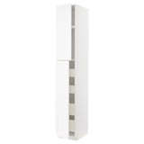 METOD / MAXIMERA Armoire 2 portes/4 tiroirs, blanc Enköping/blanc effet bois, 40x60x240 cm