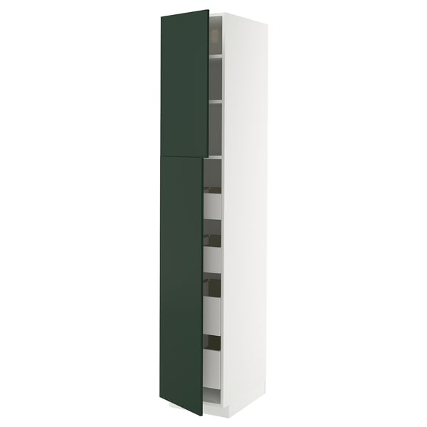 METOD / MAXIMERA Armoire 2 portes/4 tiroirs, blanc/Havstorp vert profond, 40x60x220 cm