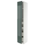 METOD / MAXIMERA Armoire 2 portes/4 tiroirs, blanc/Kallarp gris-vert foncé brillant, 40x60x240 cm