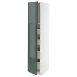 METOD / MAXIMERA Armoire 2 portes/4 tiroirs, blanc/Kallarp gris-vert foncé brillant, 40x60x200 cm