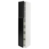 METOD / MAXIMERA Armoire 2 portes/4 tiroirs, blanc/Lerhyttan teinté noir, 40x60x220 cm