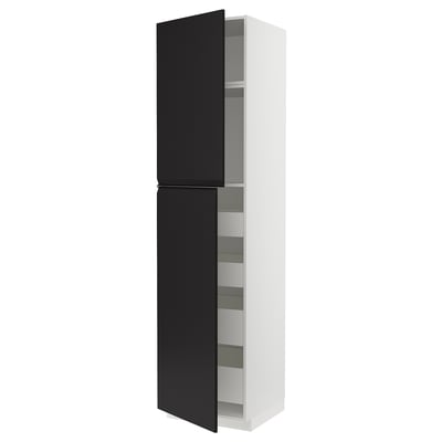 METOD / MAXIMERA Armoire 2 portes/4 tiroirs, blanc/Upplöv anthracite mat, 60x60x240 cm