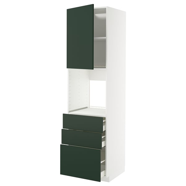 METOD / MAXIMERA Armoire four+porte/3 tiroirs, blanc/Havstorp vert profond, 60x60x220 cm