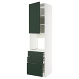 METOD / MAXIMERA Armoire four+porte/3 tiroirs, blanc/Havstorp vert profond, 60x60x240 cm