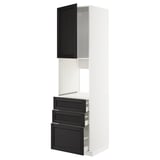 METOD / MAXIMERA Armoire four+porte/3 tiroirs, blanc/Lerhyttan teinté noir, 60x60x220 cm